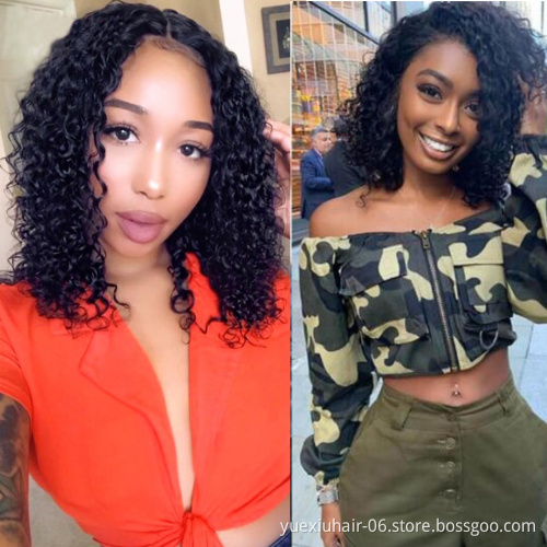 Curly Short Bob Wigs Brazilian Lace Front Cuticle Aligned Virgin Human Hair Wigs Pre Plucked Brazilian Hair Short Bob Wigs